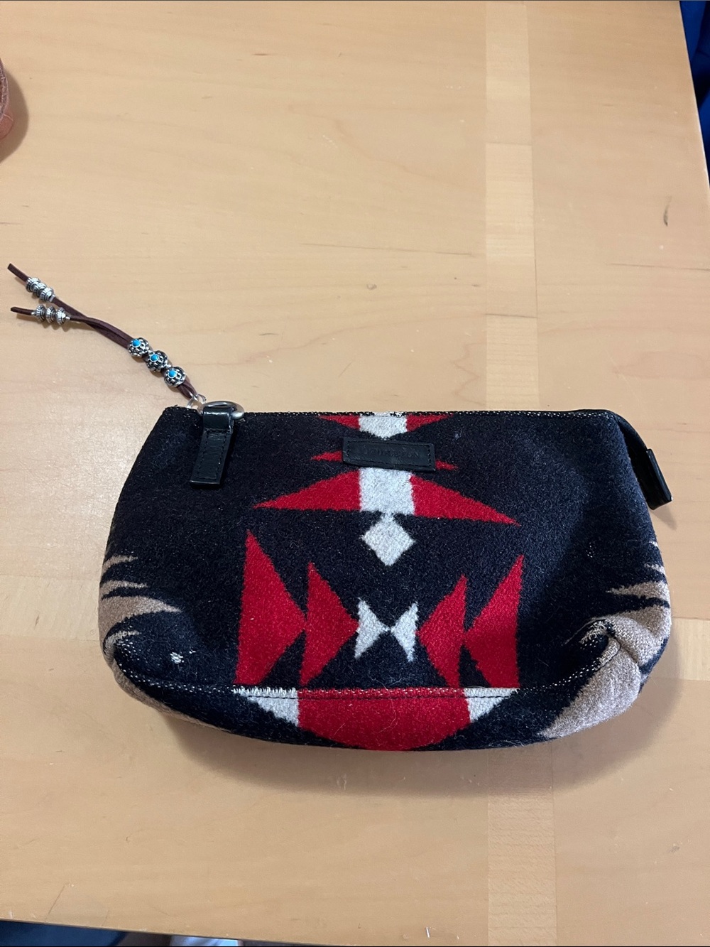 Pendleton Woven Tribal Pattern Zip Pouch - Black & Red
